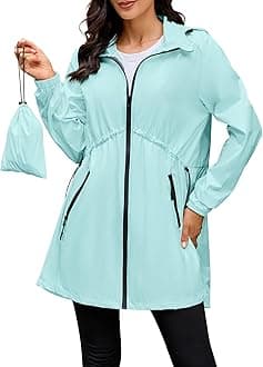 PITINAN Windbreaker Jackets Long Thin Raincoat For Women Hooded Lightweight Rainjacket Women Waterproof with Pockets S-XXL