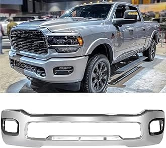 Front Bumper Compatible with 2019-2023 Dodge Ram 2500/3500, Chrome Truck Automotive Steel Replacement Bumpers Face Bar, with Fog Light Holes, without Sensor Holes (Style B)