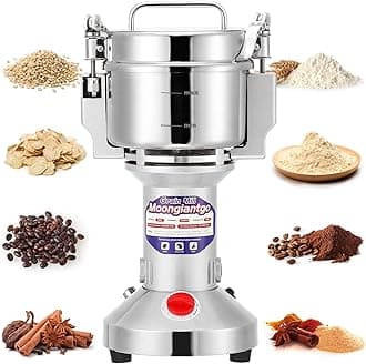 Moongiantgo Electric Grain Grinder 500g/1.1lb Stainless Steel Grain Mill Grinder 2500W 36000RPM Spice Grinder Efficiency Grinding for Coffee/Cereal/Herb/Spice with Overload Protection&Open-Cover-Stop