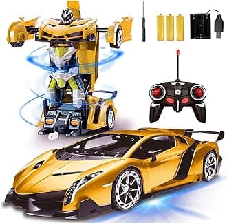 Remote Control Car - Transform Robot Toys for Boys Teens, Rechargeable RC Cars with Lights, 2.4Ghz RC Car 1:18 Rechargeable 360° Rotating Race Transform Car Birthday Christmas Gifts for Kids