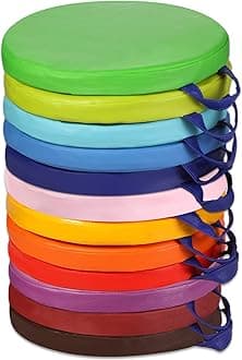 Sawysine 12 Pcs Floor Cushions Classroom Flexible Floor Seating with Handle for Kids in Home School Classroom Kindergarten Daycare Nursery (Classic Color,Round)