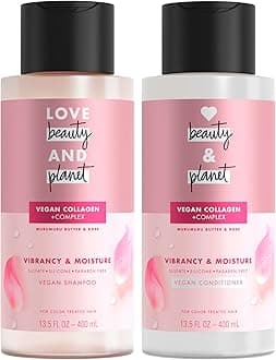 Love Beauty and Planet Shampoo & Conditioner Murumuru Butter & Rose 2 Count for Color-Treated Hair Shampoo and Conditioner Silicone Free, Paraben Free and Vegan 13.5 oz