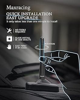 Maxracing Short Aluminum Antenna Compatible with Ford Mustang 2010-2014