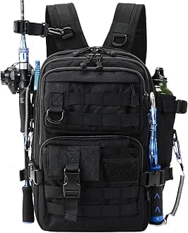 Fishing Backpack Fishing Tackle Storage Bag Fishing Gear and Equipment with Rod Holder Fishing Tackle Shoulder Sling Bag, Black2, M, Fishing，outdoor，sports