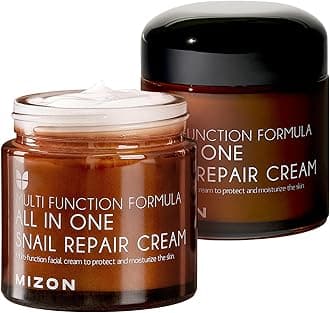 MIZON All in One Snail Repair Cream, Snail Line, Face Moisturizer, Snail Mucin Extract, Wrinkle Care, Blemish Care, Without Stickiness, Korean Skincare (75ml, 2.5 fl oz)