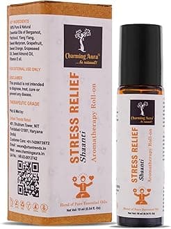 Stress Relief Aromatherapy Roll-on | Blend of pure & natural Essential Oils by Charming Aura | Relieves Stress & Creates sense of relaxation | 10ml | Crafted by Certified Aromatherapists (Stress Relief Roll-on, Pack of 2)