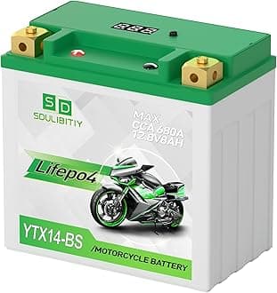 Lithium Motorcycle Battery LiFePO4 YTX14-BS 12.8V 8Ah 680CCA Powersports Battery For Motorcycle, Compatible ATV, UTV, Jet Ski,Generator Battery, 4 wheeler