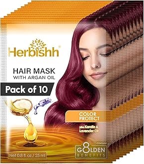 Herbishh Argan Hair Mask - Deep Conditioning & Hydration Pouches for Healthier, Nourished Hair | No Sulphates, No Parabens | Travel-Friendly Pack (25ml x 10)