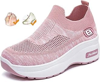 Womens Diabetic Orthopedic Shoes for Swollen Feet Ladies Platform Wide Fit Sneaker Adjustable Closure Toe Walking Sandals for Arthritis Hallux Valgus (Pink 40EU)