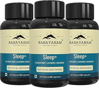 Rasayanam Sleep+ PACK OF 3 | Valerian Root, Lavender, Chamomile | Helps calm & sleep naturally | Non habit forming