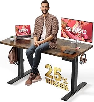 SIAGO Electric Standing Desk Adjustable - 48 x 24 Inch Sit Stand up Desk with Cable Management - 3 Memory Preset Adjustable Height Table