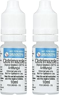 Graxcell Maximum Strength Clotrimazole 1% Antifungal Topical Solution | Fast-Acting Relief for Athlete's Foot, Jock Itch, Ringworm | Soothes Itching & Burning (Pack of 2)