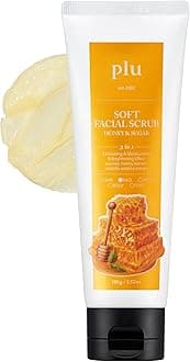 Plu Korean Soft Facial Scrub Honey & Sugar – Gentle Exfoliation and Deep Moisture for Glowing Skin - Grapefruit, Honey & Citrus Scent, Hypoallergenic, 3.38 fl.oz.