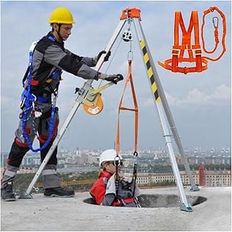 Aluminum Confined Space Tripod 7 Feet Legs, Commercial Rescue Tripod Falling Protector Bracket for Traditional Confined Spaces/Working In High Places/Firefighting (Color : 1200LBS Winch)