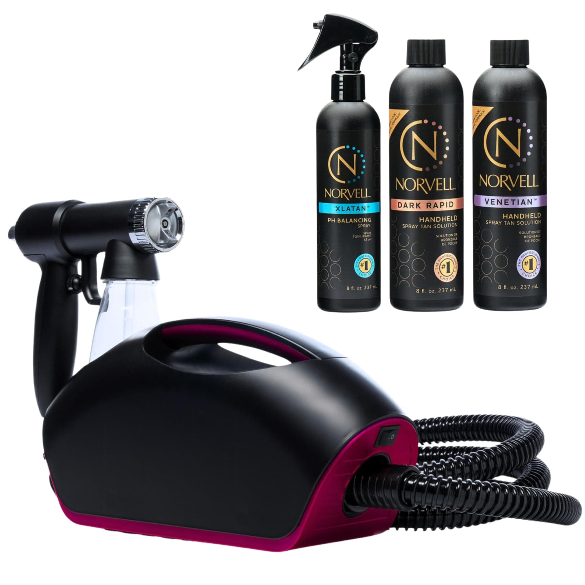 Fascination Spray Tanning Kit Machine with Light Bundle with Tanning Solutions and Prep Spray