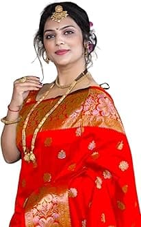 C J Enterprise Women's Pure Soft Kanjivaram Silk Saree For Wedding Banarasi Style Sari With Blouse Piece (Vruksh-50)