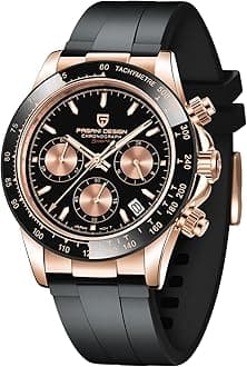 Pagani Design Watches for Men Daytona Homage Quartz Chronograph Watch Japan VK63 Movement Ceramic Bezel Screw Down Crown Waterproof Sport Rubber Strap Mens Watches