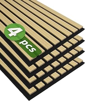 Art3d 4-Pack 12" x 93" Soundproof Wood Slat Panels, 31 sq.ft Acoustic Wall Panels, 3D Wall Panels with Wood Slat Design, Decorative Wood Wall Panel for Accent Walls-Oak