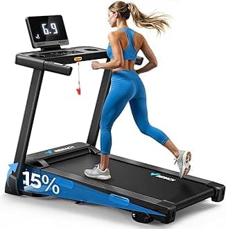 MERACH Foldable Treadmill with 15% Auto Incline, Treadmills for Home Foldable for Heavy People, 0.8-12 km/h Walking Pad Treadmill for Home & Office, Save Space, LED Display & Fitness App