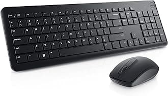 Dell Keyboard and Mouse - KM3322W - US English - USB Plunger Wireless RF 2.40 GHz Keyboard - Black - USB Wireless RF Mouse - Optical - 1000 dpi - Scroll Wheel - Black - Multimedia, Mute, Volume Up, Vo