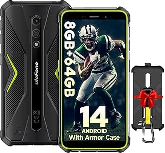 Ulefone Armor X12 Pro Rugged Smartphone Android 14, 8GB + 64GB/256GB SD 5,45'' HD+ 13MP+8MP 4860mAh IP68/IP69K Waterproof 4G Dual SIM Free Unlocked Face ID/NFC/OTG/GPS, UK Version -Green