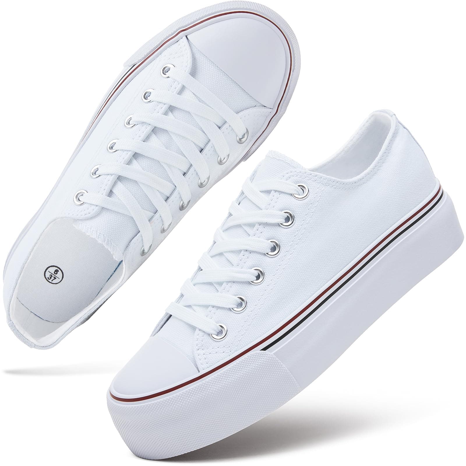 Platform Sneakers for Women White Platform Shoes Low Top Tennis Shoes Non Slip Black Fashion Canvas Sneakers