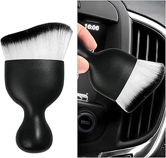 Car Interior Dust Brush, Soft Scratch Free Auto Detailing Brushes, Universal Vehicle Interior Cleaning Tool for Automotive Dashboard, Air Vents, Leather(White & Black)