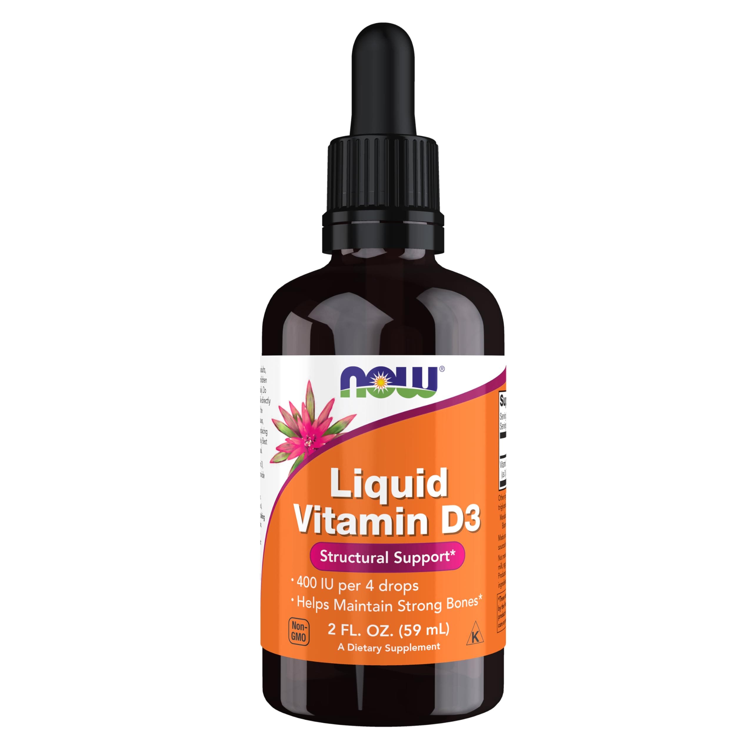 NOW Foods Supplements, Liquid Vitamin D-3, Strong Bones*, Structural Support*, 2-Ounce
