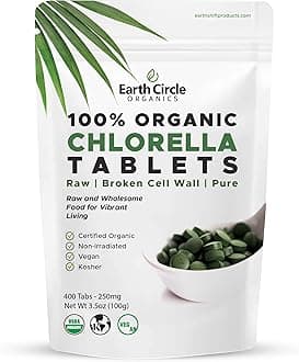 Earth Circle Organics Organic Chlorella Tablets 250 mg 400 Tablets 3 5 oz 100 g