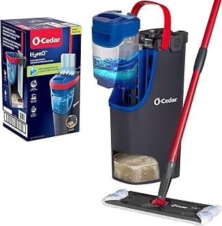 O-Cedar H2prO Flat Mop System | Quick Cleaning Tool | Clean with Clean Water | Machine Washable Reusable Microfiber Mop Pad | Safe on Wood Floors, Vinyl, Tile, Baseboards, Walls