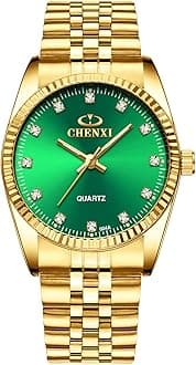 DREAMING Q&P Fq-043 Classic Golden Stainless Steel Male Female Crystals Quartz Wrist Watches for Man Woman Gold