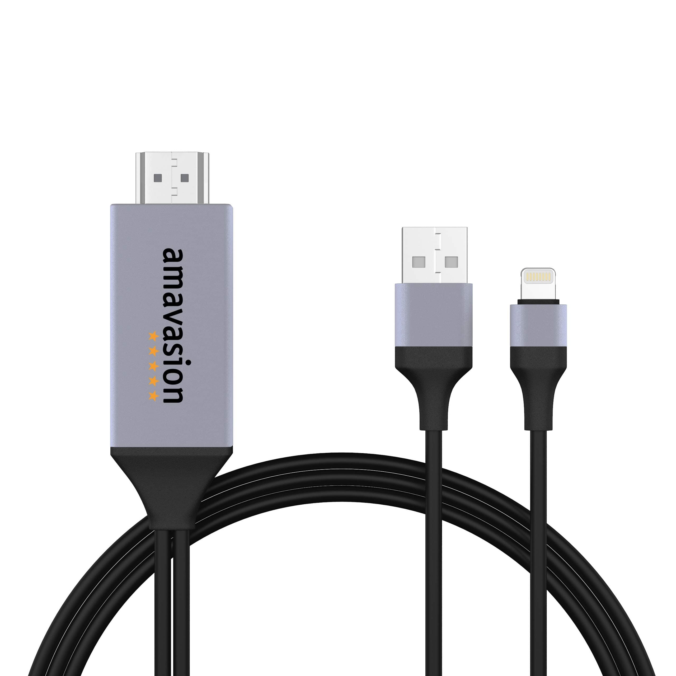 [Upgrade Version] HDMI Cable for iPhone iPad, MFi Certified Amavasion Lightning to HDMI Cable for iPhone/iPad to TV/Projector Supports Digital AV 1080P HDTV Compatible with iPhone iPad Series