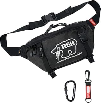 Rough Enough Tactical Fanny Pack for Men, Waxed Canvas, YKK Zipper, UTX Buckles, 4L Capacity, Carabiner and Adjustable Strap, for Outdoor Adventure, Hiking, Fishing, Travel and EDC, Black