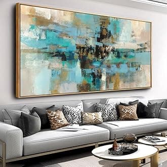 Wall Art Abstract Canvas Painting Green Fantasy Colorful Wall Decor Modern Artwork for Living Room Bedroom Dining Room Home Office Decor 24"x48" with Framed