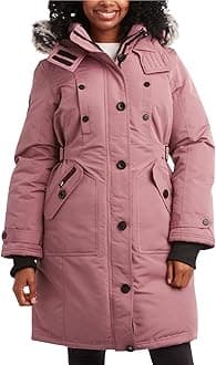 Women's Winter Coat - Stadium Parka Jacket, Fur Trim Hood (S-3XL)