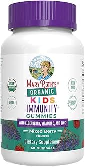 MaryRuth Organics Kids Immune Support Gummies | USDA Organic | Vitamin C, Zinc, and Elderberry Gummies for Kids| Immune Support for Ages 4+ | Vegan | Non-GMO | Gluten Free | 60 Count