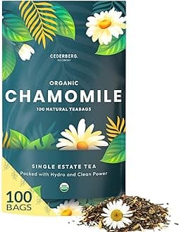 Organic Chamomile Tea — 100 Tea Bags | Organic Herbal Tea From Single Origin | Eco-Friendly Tea Bags | Non-GMO Caffeine Free Tea With Zero Sugar | Cederberg Tea Company