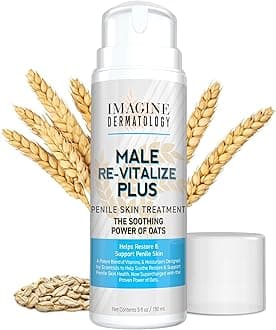 Imagine Dermatology Male Re-Vitalize PLUS - Oats Penile Health Cream for Men - Relieve, Restore and Support Skin - Moisturizer Penile Lotion - Large Value Size (5fl oz/150ml)