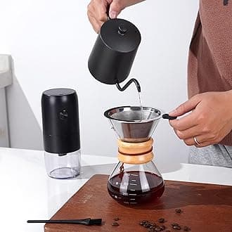 Pour Over Coffee Dripper Set, Hand Drip Coffee Maker Set, All in One Pour Over Kit with Electric Grinder, Coffee Dripper Set, Ideal for Anniversary Birthday Gift