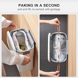 ELPHECO Hanging Trash Can with Lid 2.5 Gallon Kitchen Compost Bin for Under Sink, Plastic Wall-Mounted Garbage Can, Small Kitchen Garbage Can, Small Trash Can with Lid for Cupboard, Countertop