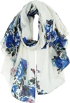 GERINLYLightweight Scarves Fashion Flowers Print Women Cotton Wrap Scarf Head Shawl Winter Gift
