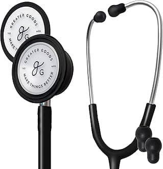 Greater Goods Premium Dual Head Stethoscope - Affordable Clinical Grade Choice for Doctors, Nurses, Students or in the Home First Aid Kit (Black)