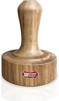 Kitchen Expert Wooden Hand Masher | Single Block/Jointless Wood | Paratha Seakni | Roti Presser | Potato/Pav Bhaji Masher | 1 Pc