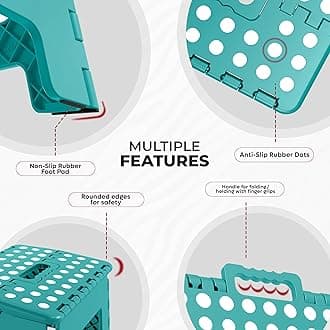 Utopia Home Folding Step Stool - (Pack of 1) Foot Stool with 9 Inch Height - Holds Up to 300 lbs - Lightweight Plastic Foldable Step Stool for Kitchen, Bathroom & Living Room (Teal)