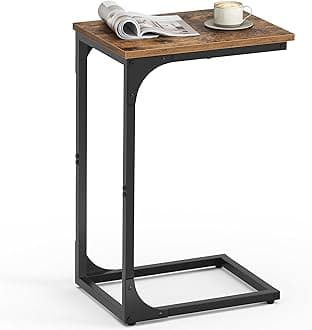 Vasagle LET350B01 Side Table, U-Shaped Design, Small Table, Multi-functional, Bed Side, Wood Grain, Width 15.7 x Depth 11.8 x Height 24.4 inches (40 x 30 x 62 cm), Perfect for Living Room, Bedroom, Bedside, Brown + Black