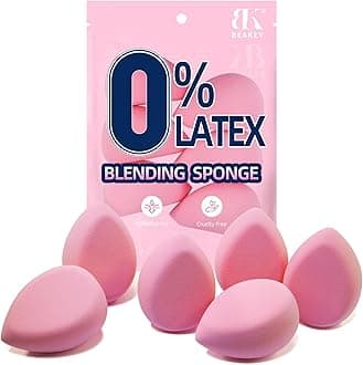 BEAKEY Flat Duo Makeup Sponge of 6, Super Soft 0 Latex Blending Sponge for Flawless Application - Liquid, Cream, Powder, Patented Design,Pink