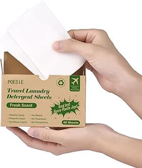 Poesie Laundry Detergent Sheets Washer Sheets for Travel Laundry Soap Sheet for Camping Hotel Dorm Home Laundromat College Fresh Scent 1 Box 40 Count