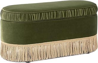 Jennifer Taylor Home Serena 38" Oval Storage Bench Ottoman, Olive Green