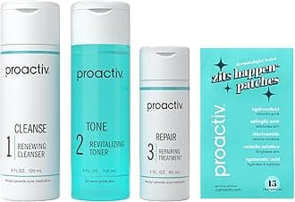 Proactiv 3 Step Acne Treatment - Benzoyl Peroxide Face Wash, Repairing Acne Spot Treatment for Face And Body, Exfoliating Toner - 60 Day Complete Acne Skin Care Kit