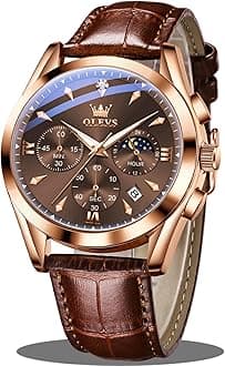 OLEVS Watches for Men Leather Watch Analog Quartz Luxury Chronograph Wrist Watches with Date Dress Waterproof Luminous Men Watches